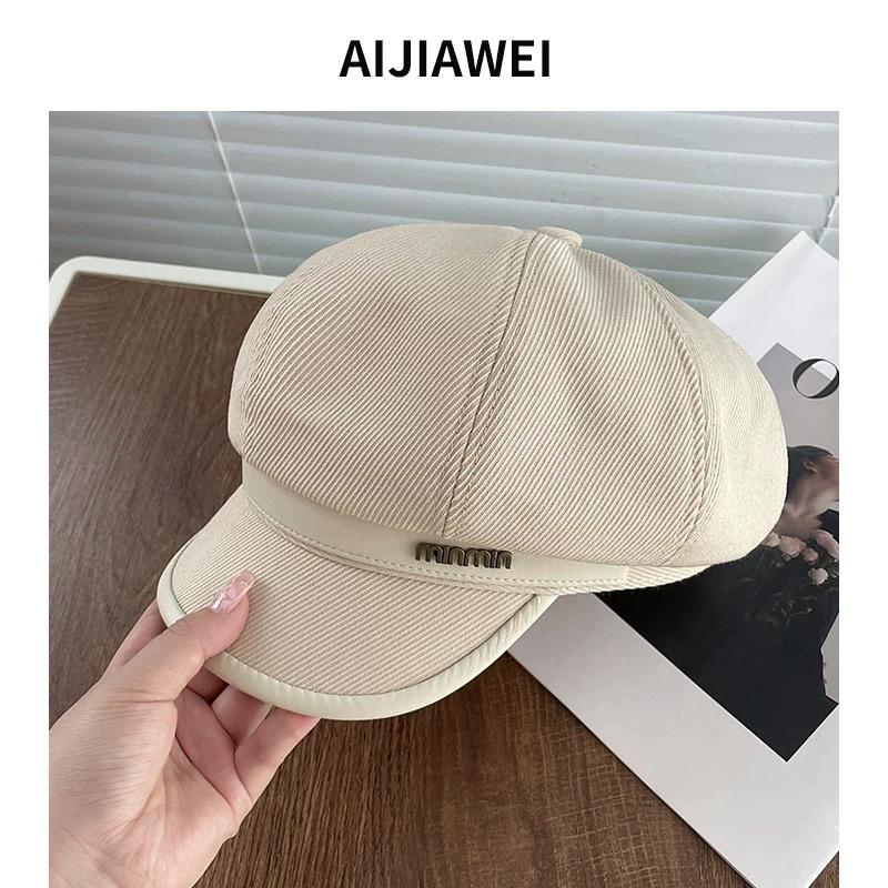 

Solid color woolen octagonal hat women s spring short-brimmed beret literary retro brown newsboy hat painter hat [Original and genuine]