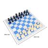 Chess Game Set Plastic 32 Chess Pieces Chessmen with 13.8 Inch PU Leather Blue White Chessboard for Home Travel