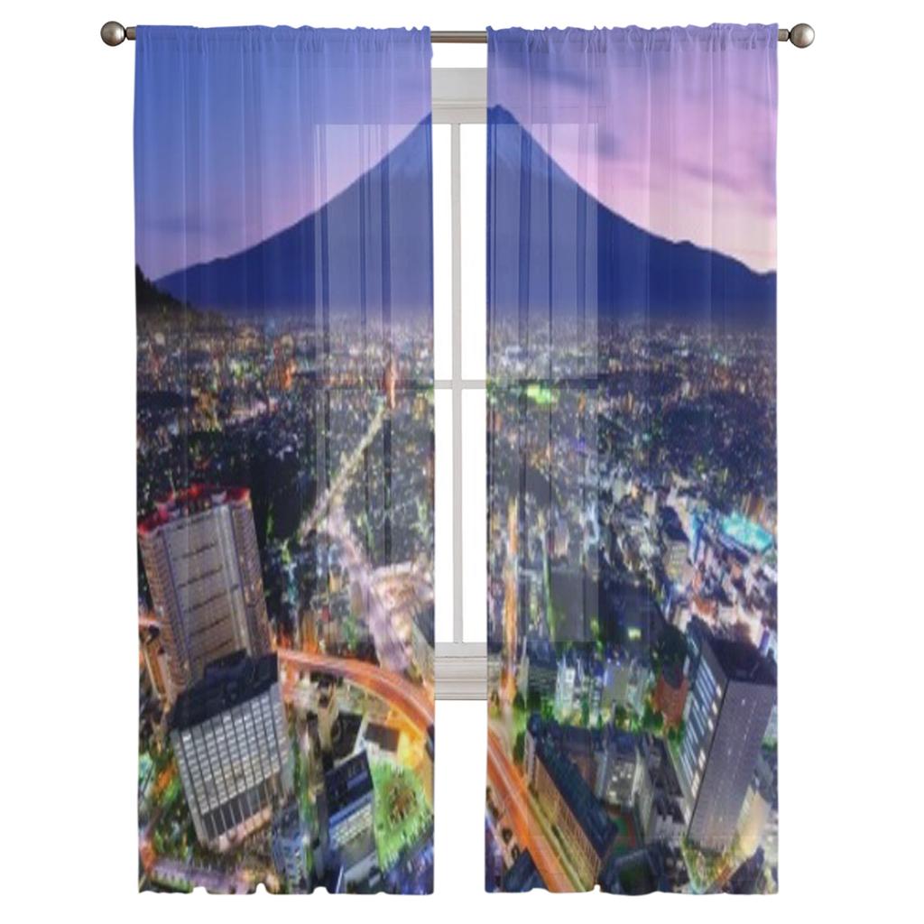 Ueno Viertel Und Berg Transparente Tüll Vorhänge für Wohnzimmer Fensterdekoration Schlafzimmer Küche Heimdeko Schleier Vorhänge
