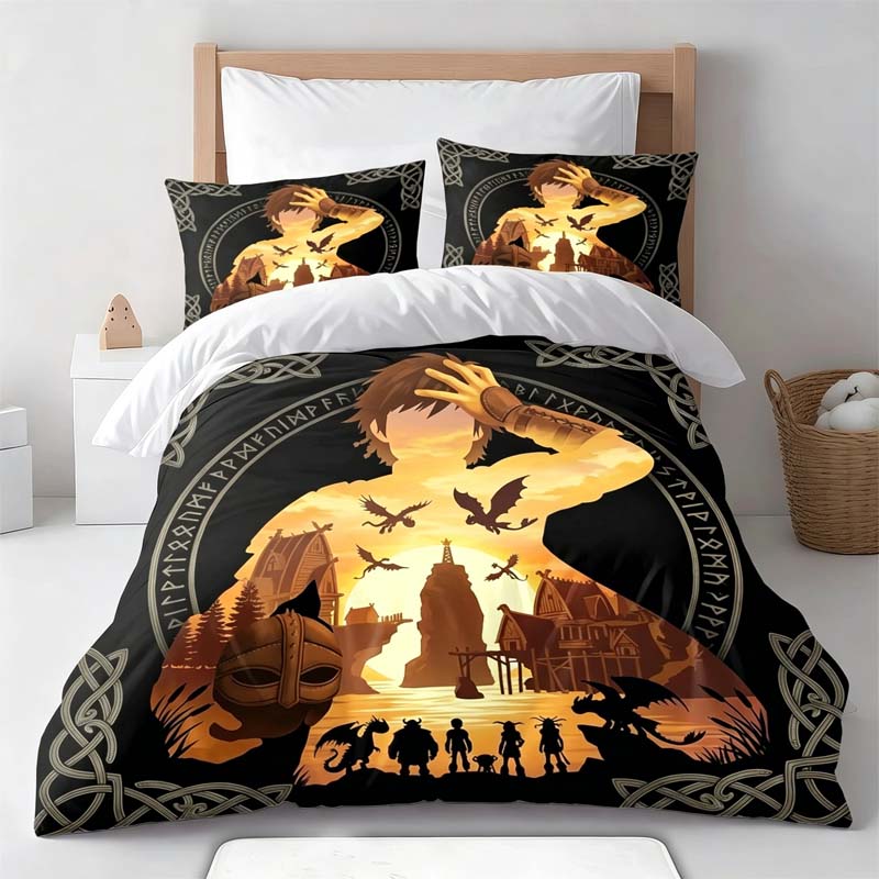Cartoon Train Your Dragon Bedding Sets Exquisite Bed Supplies Set Toothless Duvet Cover Bed Comforter Set Bedding Birthday Gift