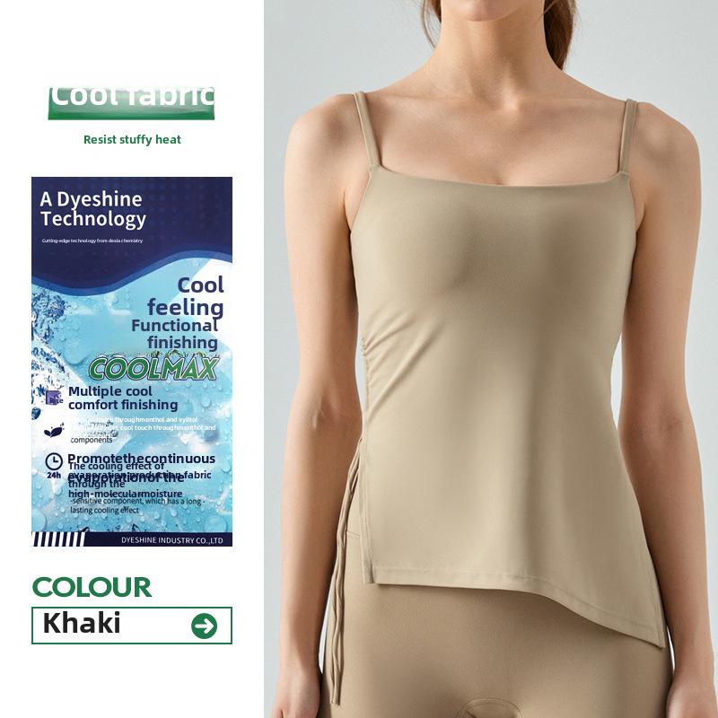 Women's Slim Fit Pleated Yoga Top with Built-in Bra and Adjustable Straps