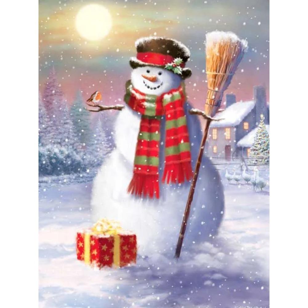 Elmas Boyama Sanatı Tam Matkap Kardan Adam Elmas Boyama El Yapımı Karlı Gün Diy Elmas Mozaik Resim Ev Dekorasyon Noel Hediyesi