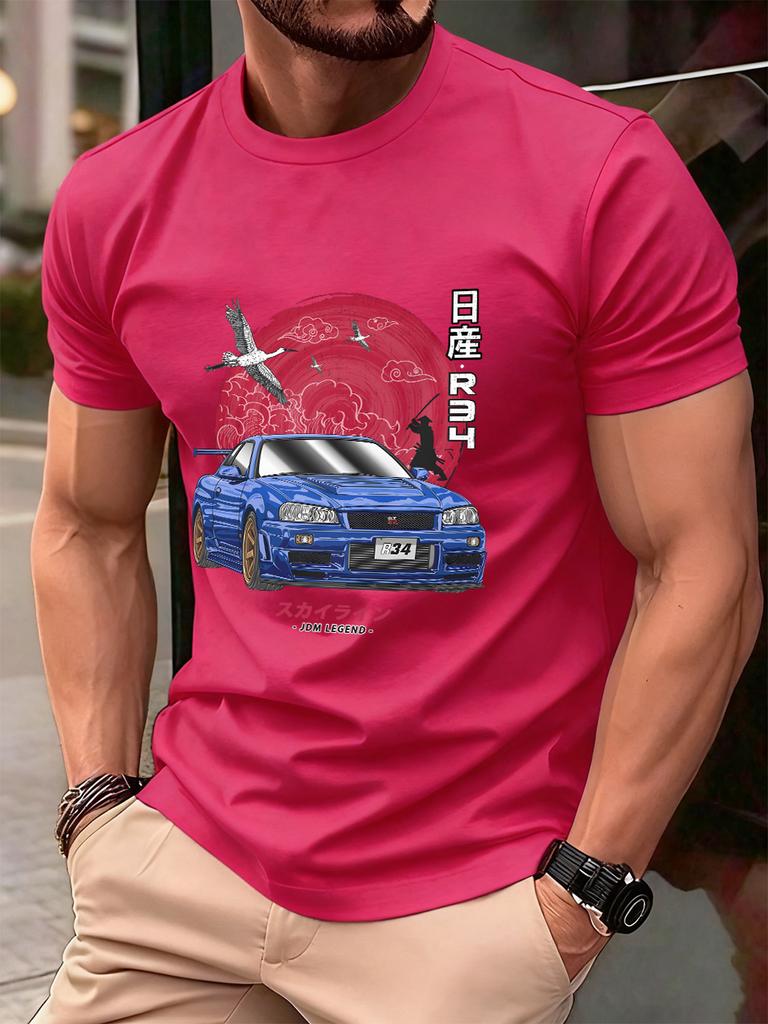 Nippon Jdm Skyline Gtr R34 Prints Cotton TShirts Mens Summer Soft T Shirt Oversized ONeck Short Sleeve Tops Basic Male Clothes