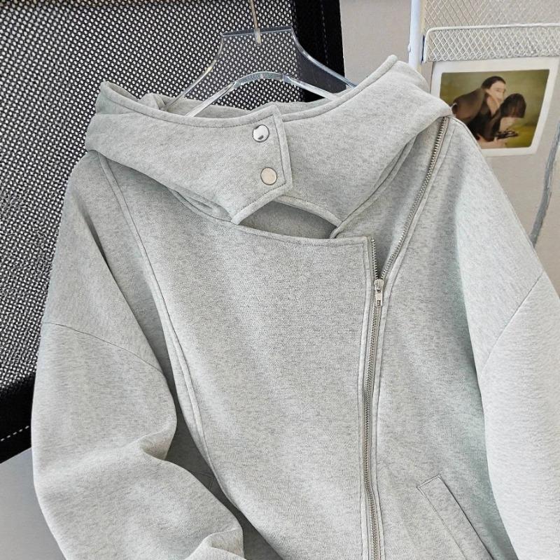 

Женский свитшот Весна и Осень Худи Кардиган Куртка Новый Дизайн High Street Необычная Двойная Молния S серый