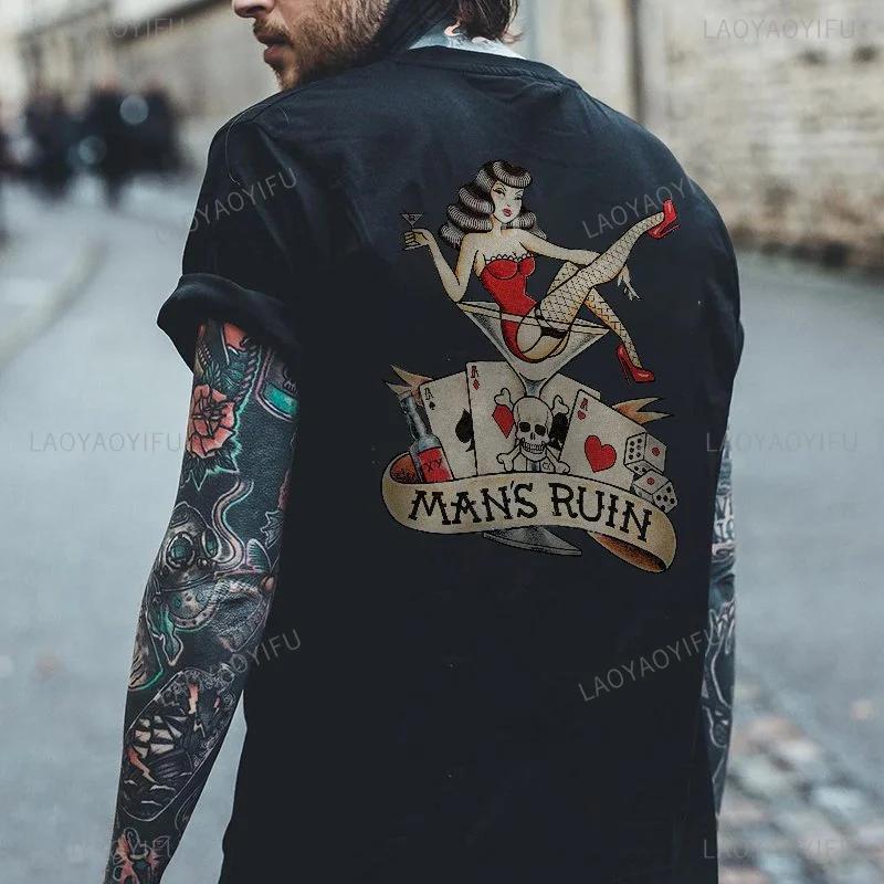 Men Clothing Skulls Graphic Tshirts Grunge Skull Theme Print Tops Male Fashion Loose Punk Tee XS-4XL T Shirt Ropa Hombre