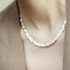 Italian Flash Woven Snake Bone Chain 925 Sterling Silver Necklace Fashionable Simple High-end Three-layer Collarbone Chain for Men and Women