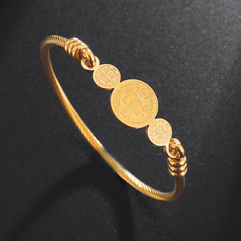 Bracciale Croce di Gesù San Benedetto Catena in Corda Regolabile Intrecciata a Mano Gioielli Cristiani per la Preghiera Fede San Benito per Uomini Donne