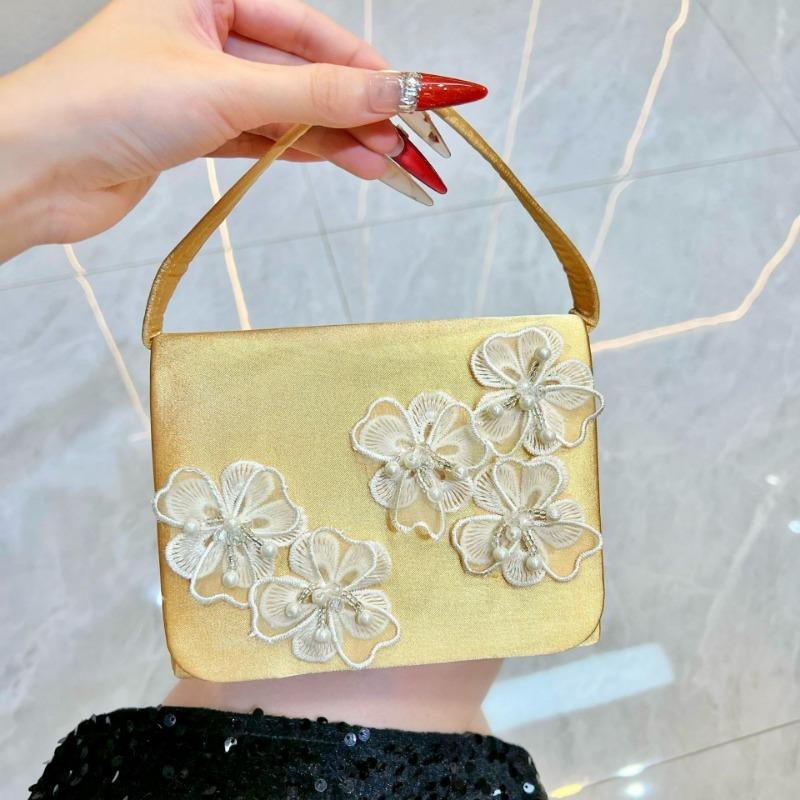 Fashion Evening Party Small Xiaoshangfeng Style Handbag, Lady's Banquet Bag with Floral Accessories, Crossbody Bag