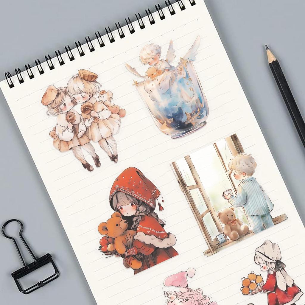 52 Waterproof Transparent PET Stickers: Fairy Tale Watercolor Designs for Phone, Cup, Laptop, and Notebook Decoration