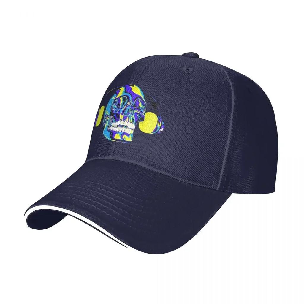Psychedelic skull listening to music on headphone Baseball Cap Unisex's big size hat Beach Outing Unisexs Tennis Women's