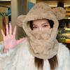 Plush Balaclava Hat Keep Warm Mask Skullies Set Kawaii Hooded Scarf Pullover Hat  Female/Girls