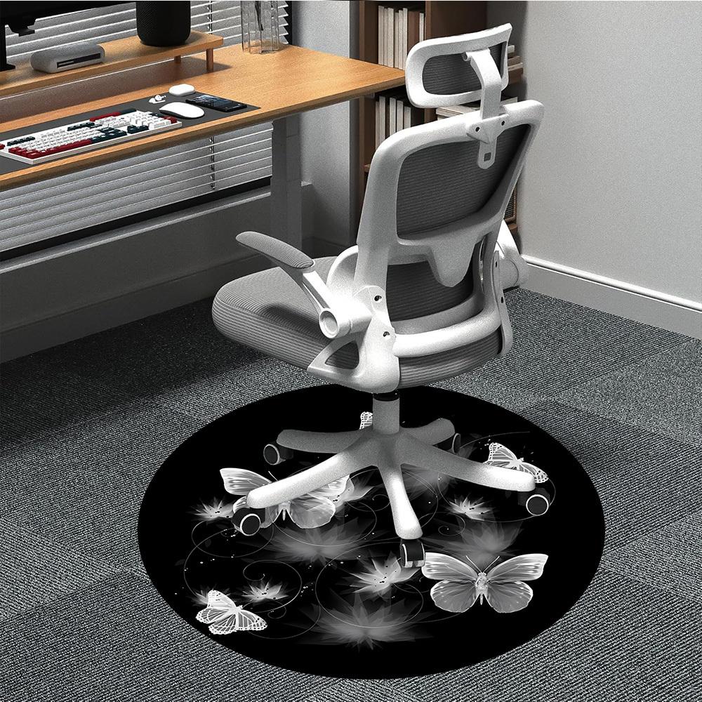 

1pc Butterfly Pattern Chair Carpet for Office, Soft, Non-Slip Polyester Mat, Office, Entryway, Living Room, Bedroom, yy251207242 80cm by 80cm
