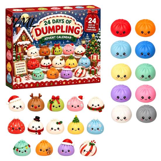 Feiertags-Schreibtischdekorationen 2026 Weihnachten Quetschspielzeug Adventskalender, 24-Tage Teigtaschen-Fidget Countdown-Kalenderbox, Weiches TPR Stressabbau Sensorisch