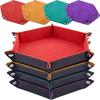 Rolling Folding Hexagon Dice Game Storage Tray Holder Double Sided Thick PU Leather&Velvet Dice Mat Office Supplies