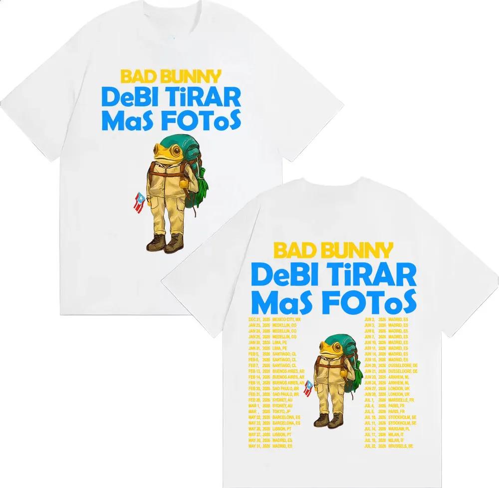 Rapper Bad Bunny Debi Tirar Mas Fotos DTMF Album Tshirts Men Women Vintage Cartoon Fashion Short Sleeve T Shirt Streetwear