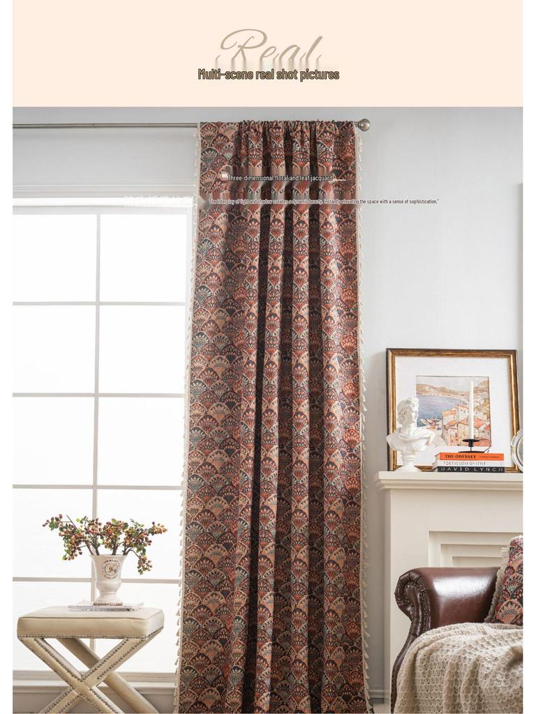 Imanqi Yun Arched Color Block Semi-Blackout Jacquard Curtains