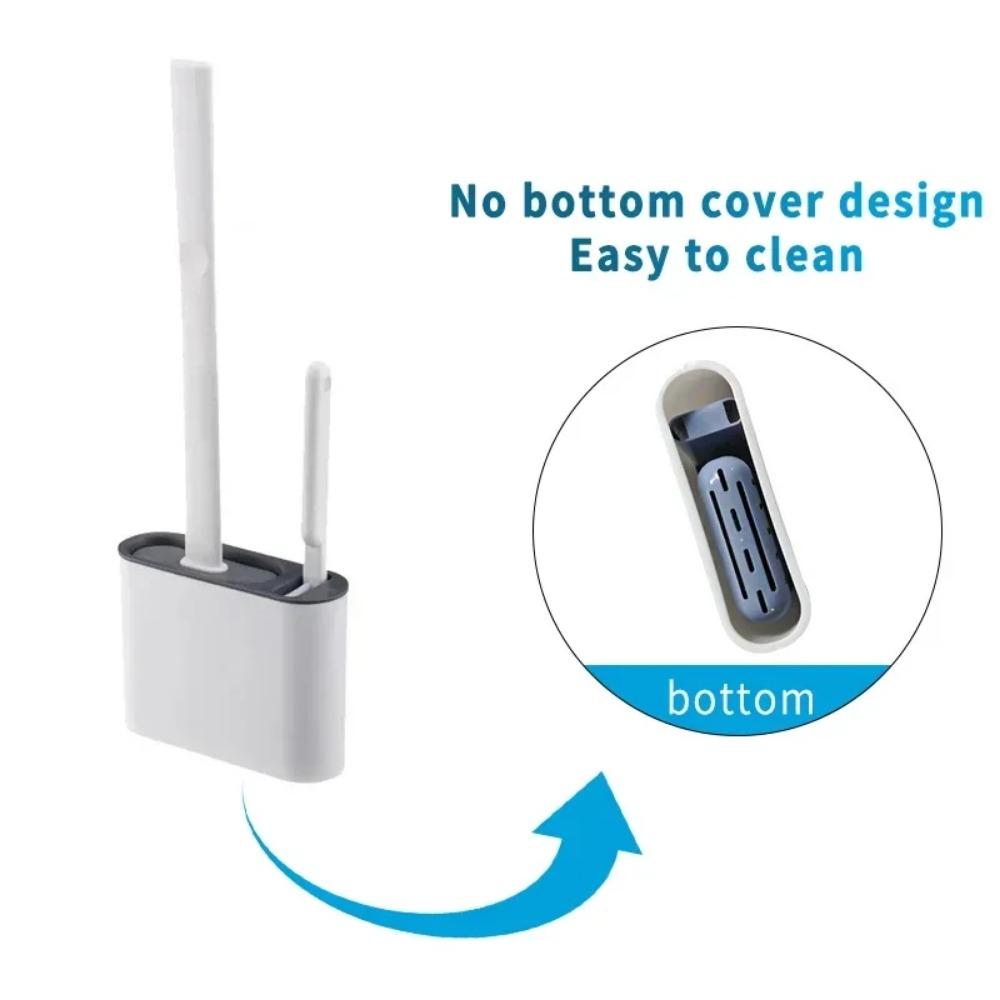 Suport pentru perie WC pentru curățarea toaletei suspendat pe perete, silicon rezistent la apă, uscare rapidă, peri moi, accesorii pentru baie