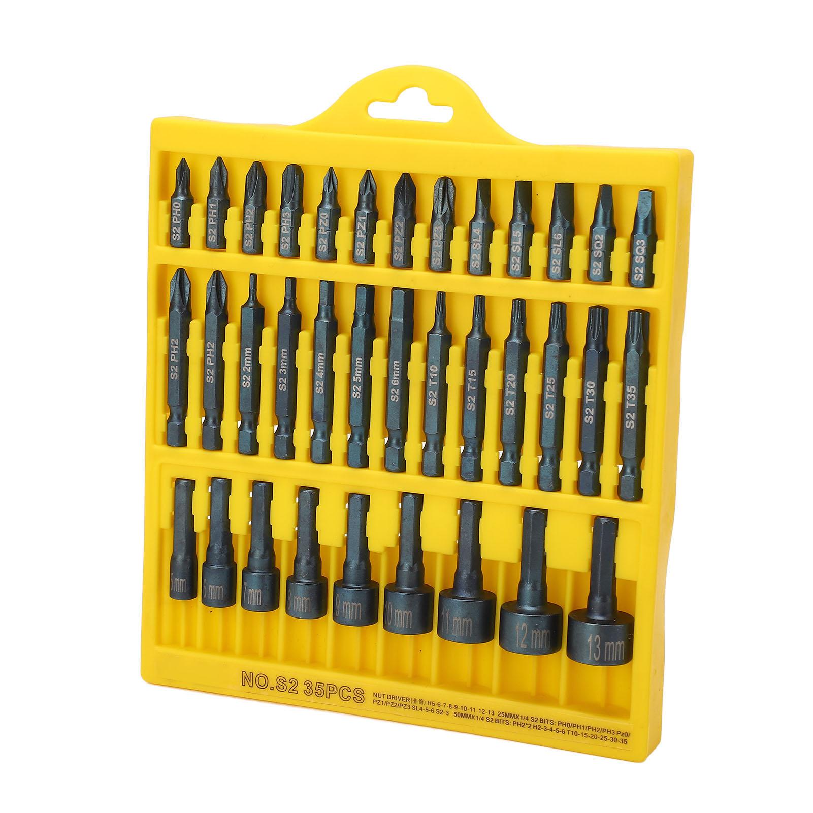 

Набор бит для отвертки 35 шт. Магнитные S2 сталь 1/4 дюйма шестигранный хвостовик крестообразный шлиц торцевая головка комплект