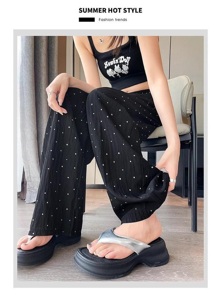 Petite Polka Dot Wide-Leg Pants for Women - Spring/Summer 2025 Collection