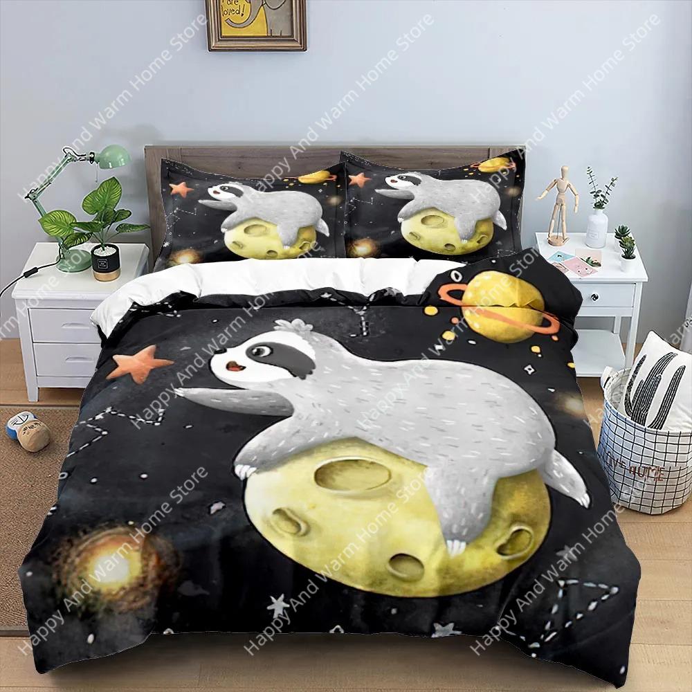 Carton Sloth Soft Duvet Cover King Quen Funy Animal Beding Set For Young Boys Wildlife Polyester Comfortable Quilt Cover Young Boys Birthday Gifts