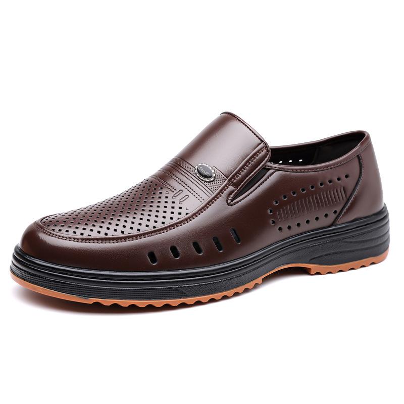 

2025 new men s business leather shoes men s hollow breathable soft-soled dad shoes non-slip casual shoes middle-aged and elderly men s shoes 44
