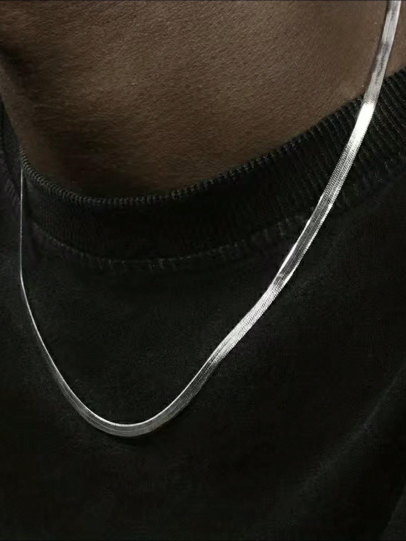 

Snake Chain Gold Plated Stainless Steel Flat Necklace 3mm Fashion Choker Hip Hop Herringbone For Men Women Gift Jewelry 47cm Silver Color