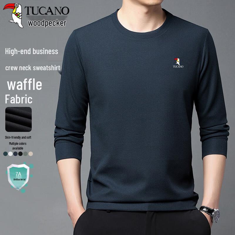 Tucano Men's Business Casual Solid Crew Neck Long Sleeve Sweatshirt