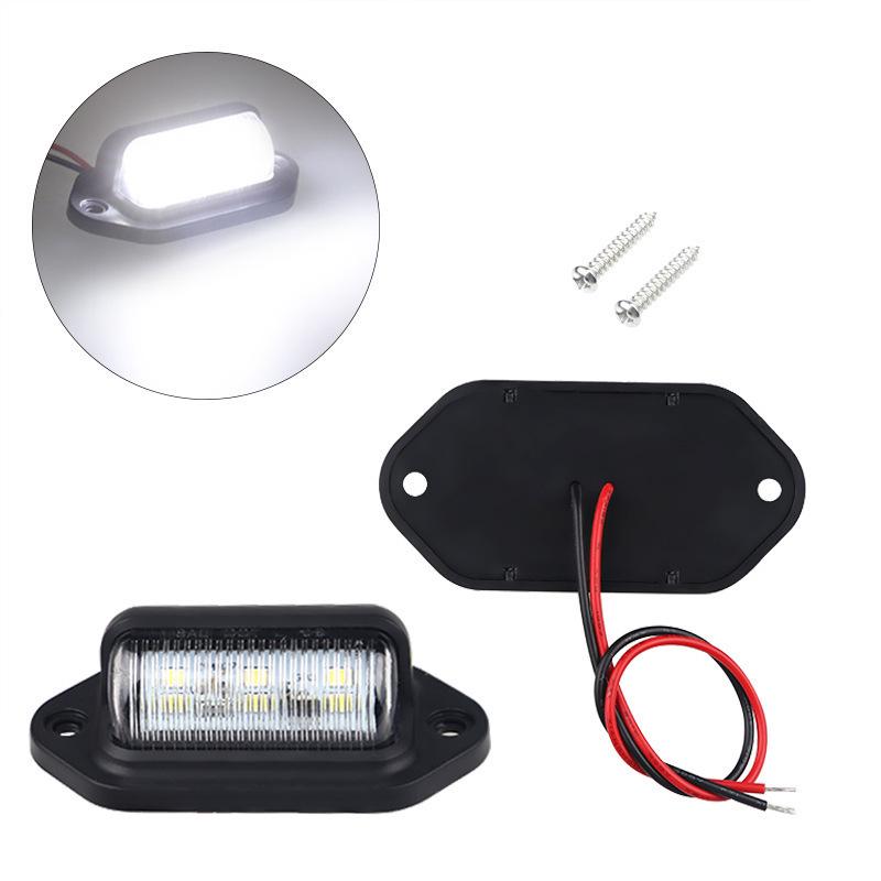 6 LED Car License Plate and Trailer Side Marker Light, 12V-24V, for Truck, RV