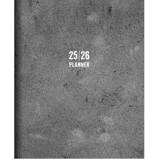 TF Publishing July 2025 - June 2026 Concrete Large Monthly Planner with Thick Paper - 12 Month Academic Planner 2025-2026 with 2-Page Spreads, Large Concrete