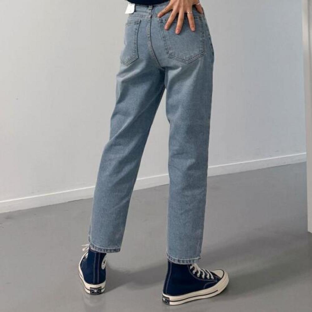 New Arrivals Open Run High Waist Straight Denim Pants Semi Baggy 9 Minutes