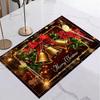 Christmas Red Bell Placemat with Green Tree and Snowflake Design Decor Rectangular Placemat Suitable for Kitchen Party Placemats