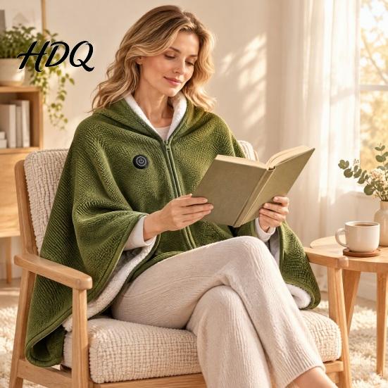 Electric Shoulder Warmer for Travel Heated Shawl Wraps Women USB Wearable Blanket Portable Blanket Adjustable Heat Wrap Home with 3 Settings & Fast