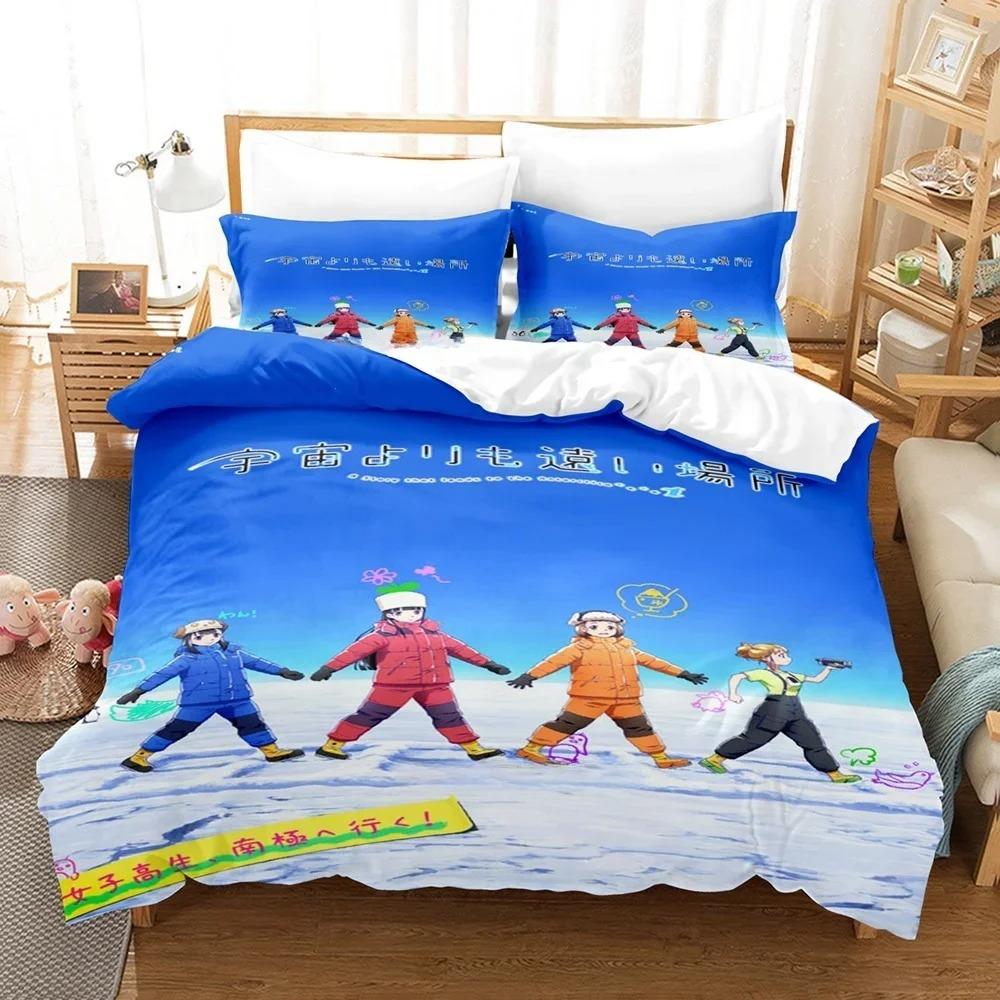 Anime A Place Further Than The Universe Bedding Set Single Twin Full Queen King Size Bed Set Adult Kid Bedroom Duvet cover Sets