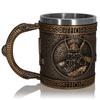 Kubek z czaszką wojownika wikingów z wkładką ze stali nierdzewnej, średniowieczny kufel do piwa kufel filiżanka kawy kubek 550ml GRGR