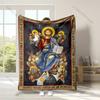 Christ icon surrounded by four creatures Faith-printed Flannel Blanket Soft Warm Suitable for Home Travel Picnics Camping RV
