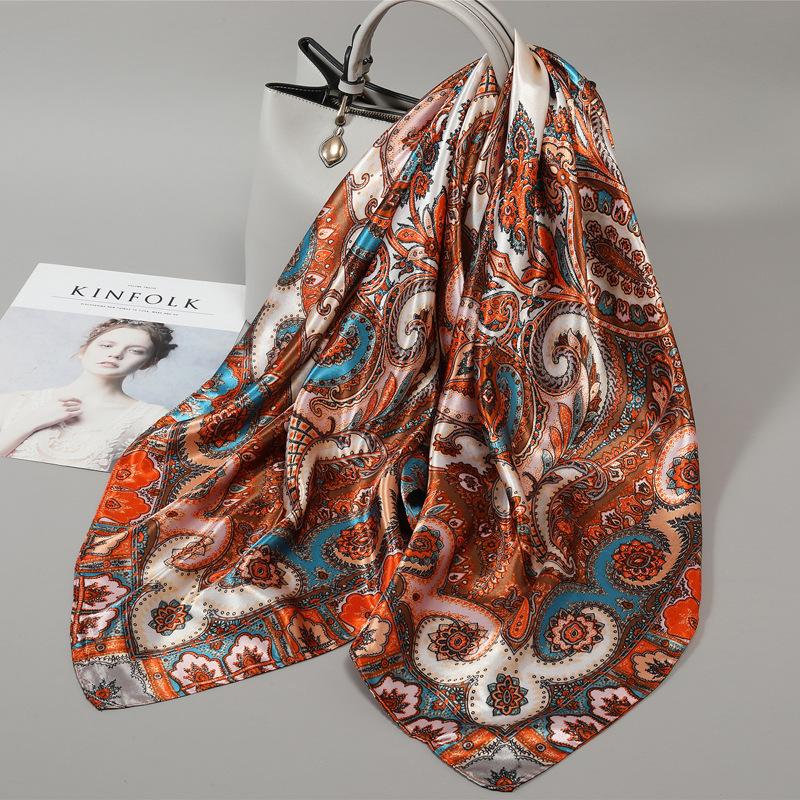 90 Square Scarves, Silk Scarves, Women's New Spring and Summer High-end Sense Versatile, Thin Scarves, Shawls Outside