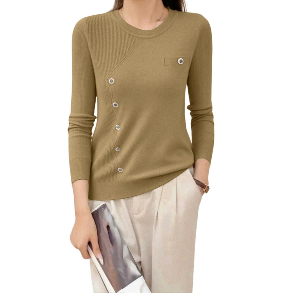 Women's Gentle And Stylish Design, Slim And Versatile Knitted Bottoming Shirt