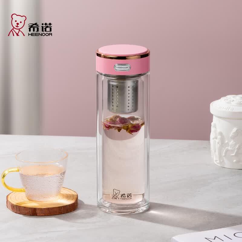 Heenoor XN-601M Antibacterial Double-Layer Glass Tea Cup