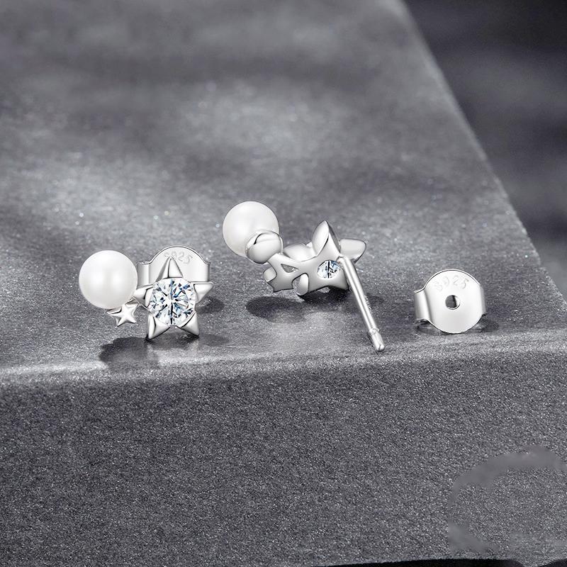 Barbie earrings Moissanite five-pointed star, original and high-quality temperament, ins style love confession, 925 silver shell beads ZJYES-YS-032