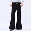 Men's Stretch Flare Trousers – Slim Fit Bootcut Design, Business Casual Style, Black, with Belt & Pockets, Comfortable All-Day Wear