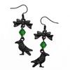 Gothic Creative Personality Black Bowknot Crow Magpie Red Pearl Pendant Dangle Earrings for Women Hallowmas Party Jewelry Gifts