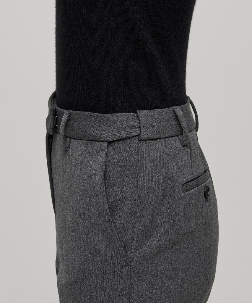 MUSINSA STANDARD WOMAN Women'S Heavyweight Fleece-Lined Slim Straight Hidden Elastic Waist Slacks [Medium Gray]