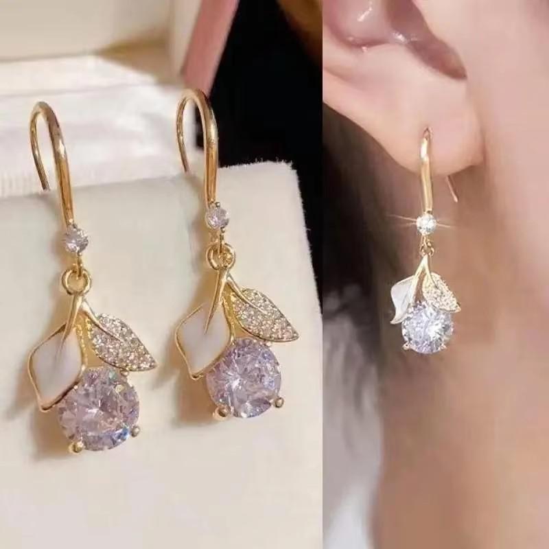 925 Silver Needle Green Red Butterfly Long Tassel Earrings For Women Jewelry Trending Korean Fashion Crystal Drop Earrings