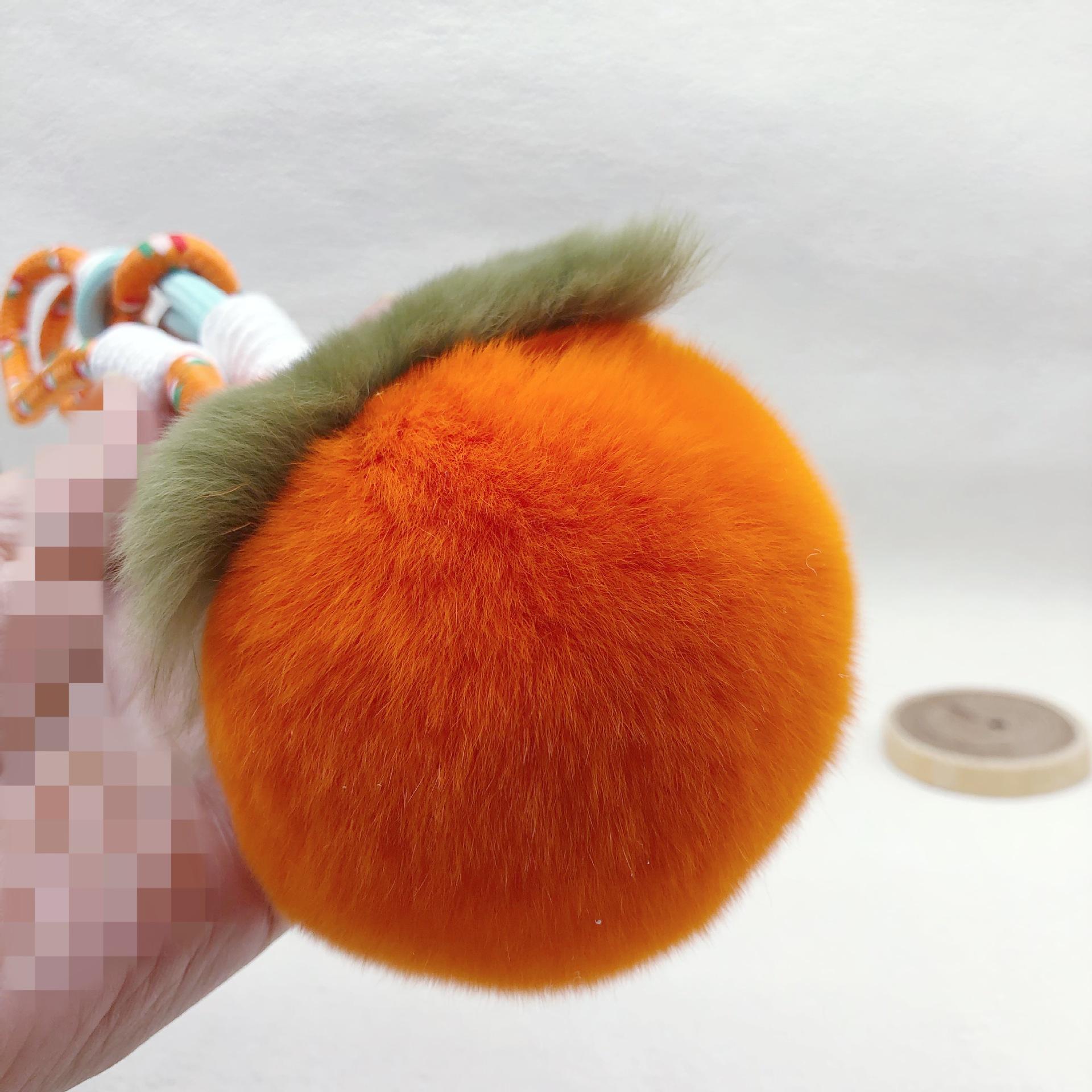 

[Persimmon] Real Rex rabbit hair hanging, everything goes well keychain pendant Internet celebrity hairball bag pendant оранжевый