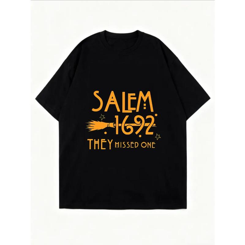 White Oversized T-Shirt Salem 1692 They Missed One Witch Broom Print Casual Summer Top For Women And Girls