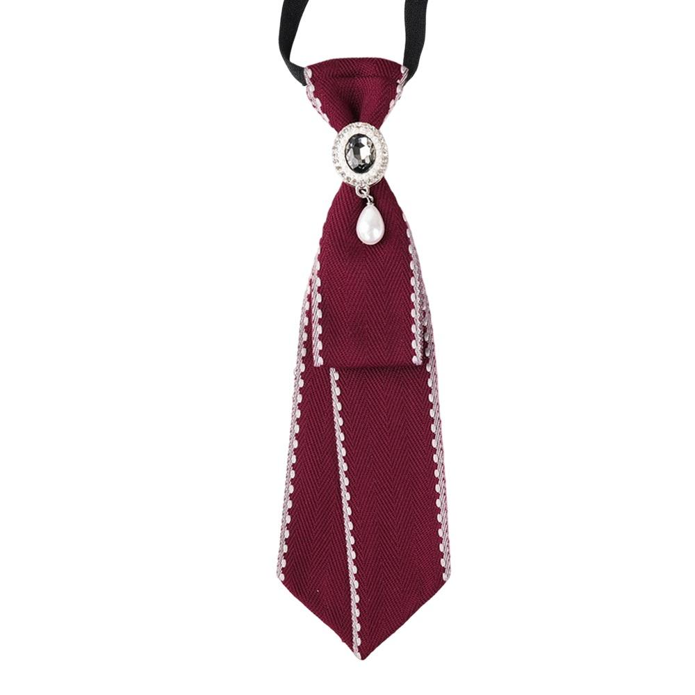 Pre-tied Chain Necktie Pearl Bowtie Fashion Cravat School Uniform
