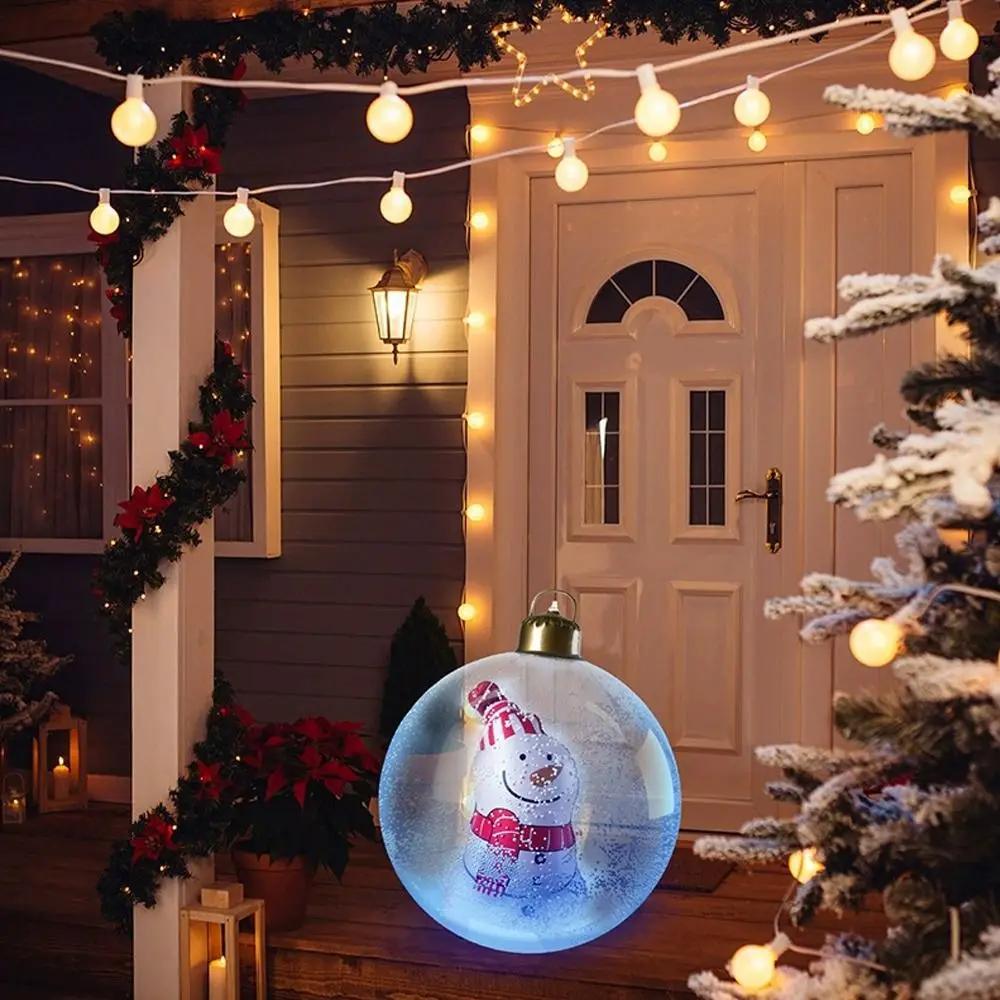 24 Inch Christmas Inflatable PVC Material Clear Ball Giant Christmas Balls Waterproof 60CM Size Holiday Decor Window Display