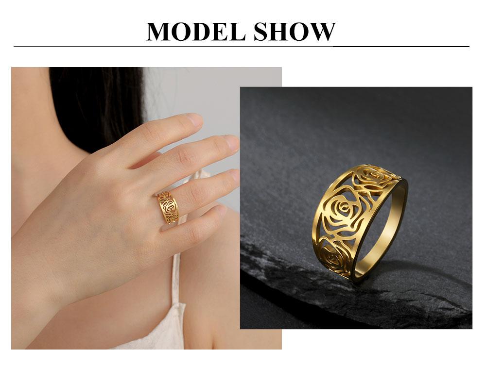 Cazador Rose Flower Rings for Women Stainless Steel 2026 Trend Jewelry Finger Ring Wedding Anniversary Birthday Gifts Wholesale