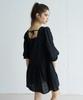 Bember Flower Embroidery Ribbon Tie Dress_Black