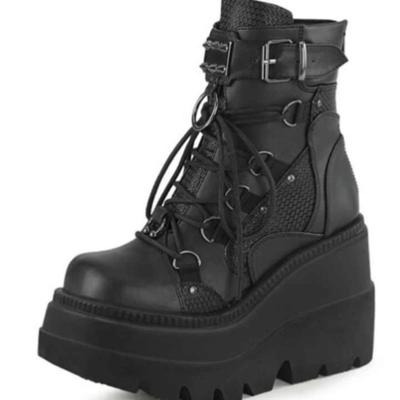 Fashion Women Boots Platform High Wedges Heels 2024 Autumn Winter NewPunk Halloween Witch Cosplay Women Boots Gothic Botas De Mujer 2024